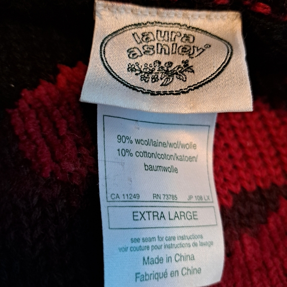 Laura Ashley Floral Knit Sweater with Red Roses - Picture 2 of 5